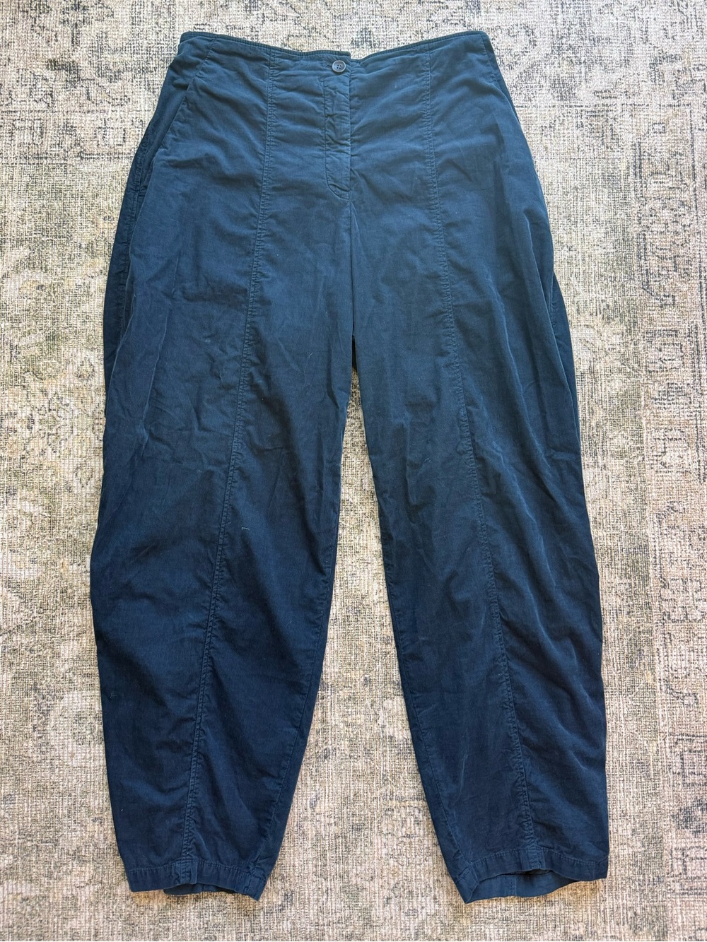 NWOT OSKA Barrel Leg Pants Cotton Corduroy Navy Blue Size 2 Wide Leg Luxury